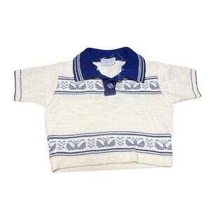 Cradle Knit Vintage Polo Shirt Patterned Knitwear Cottage Core Top Size 1/2-1 Yr